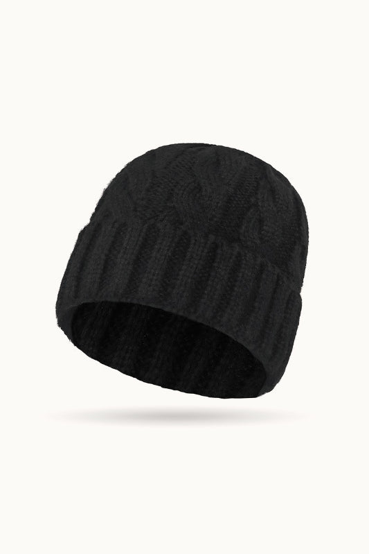 Solid Color Ribbed Ponytail Beanie Hat