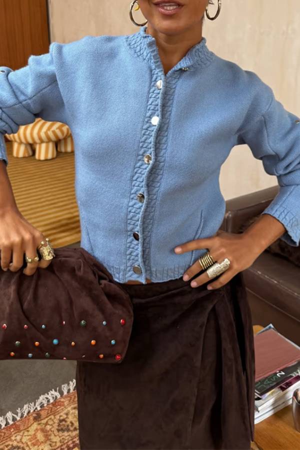 Ice Blue Studded Cardigan