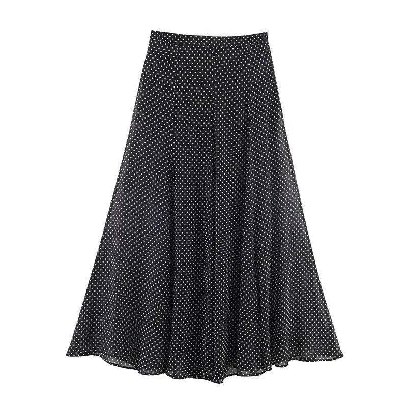 Seraphina Draped Bias-Cut Polka Dot Skirt