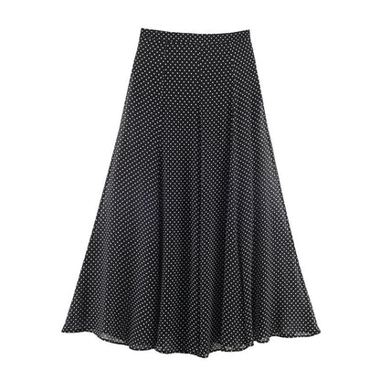 Seraphina Draped Bias-Cut Polka Dot Skirt
