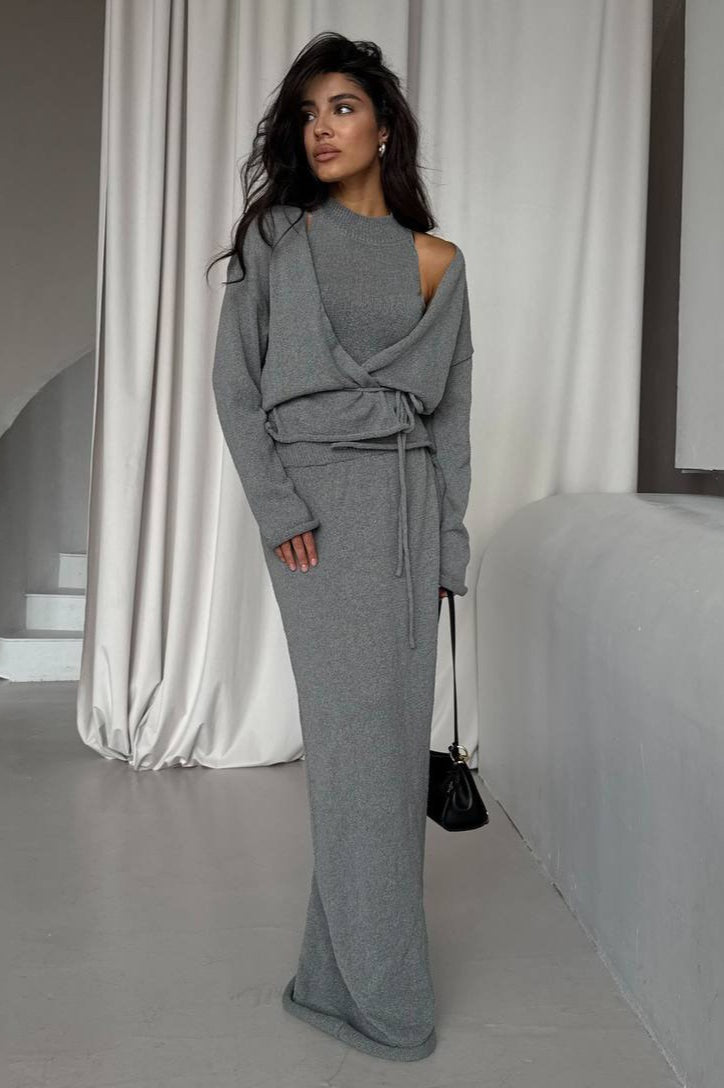 Tie Front Knit Set Sweater Dress