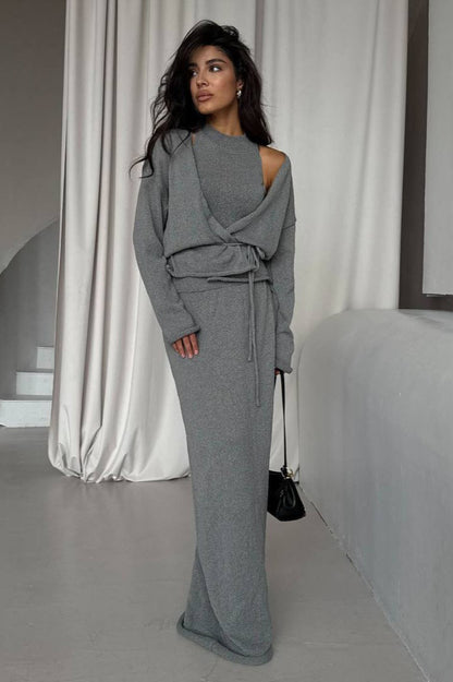 Tie Front Knit Set Sweater Dress