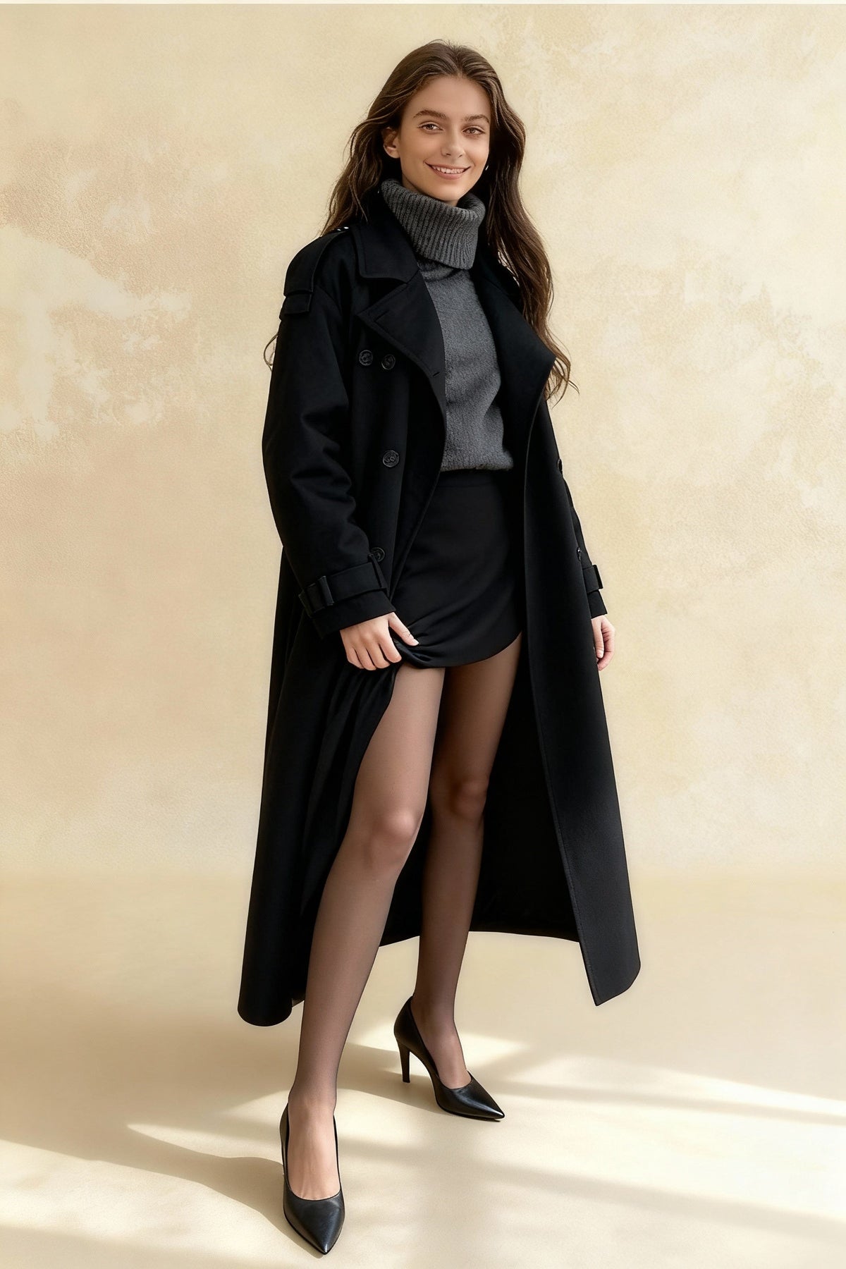 Thicken Double Button Lapel Coat