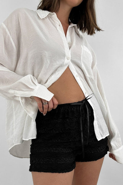 Lace Bow Tiered Ruffle Puffed Shorts