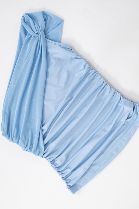 Elegant One Shoulder Twist Mesh Corset Crop Top