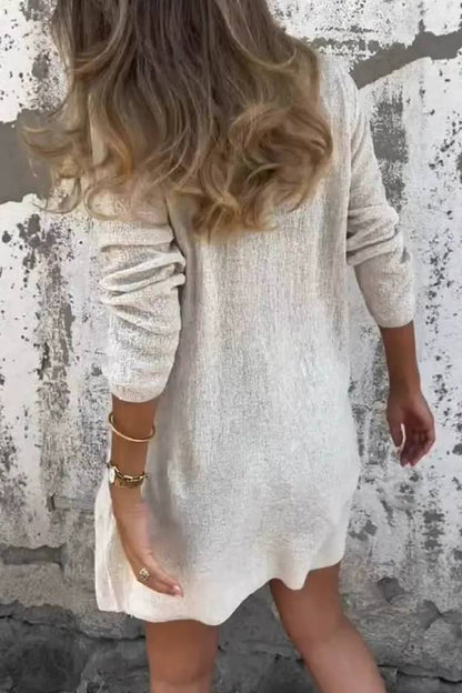 V-Neck Single-Breasted Mid-Length Knitted Cardigan