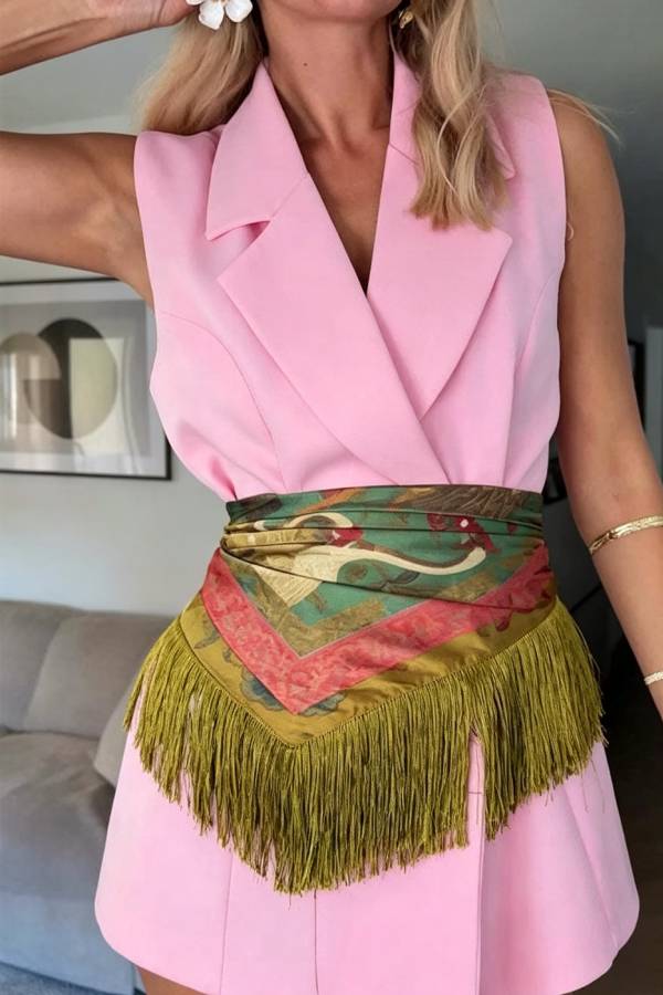 British Retro Diamond Tassel Square Scarf