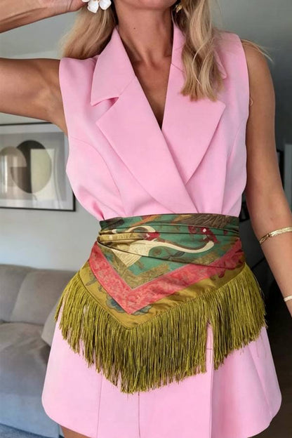 British Retro Diamond Tassel Square Scarf