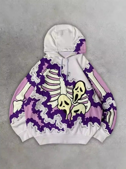 Gothic 3D Skeleton Print Hoodie