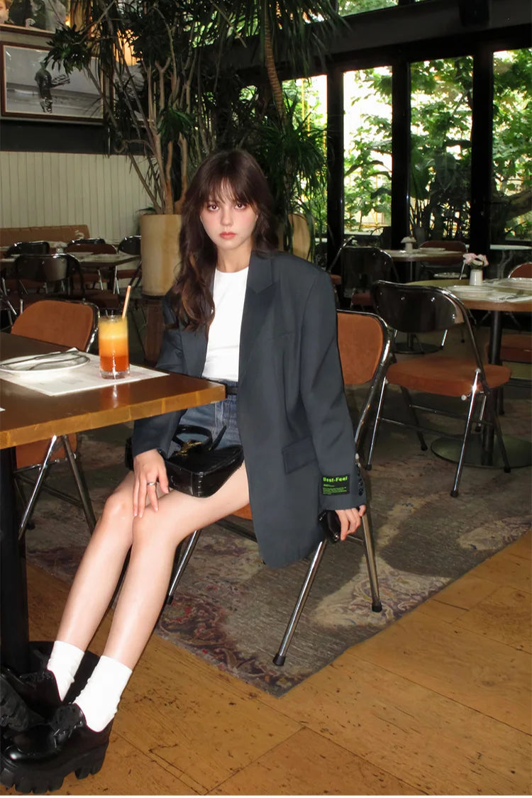 Retro Loose V-Neck Blazer