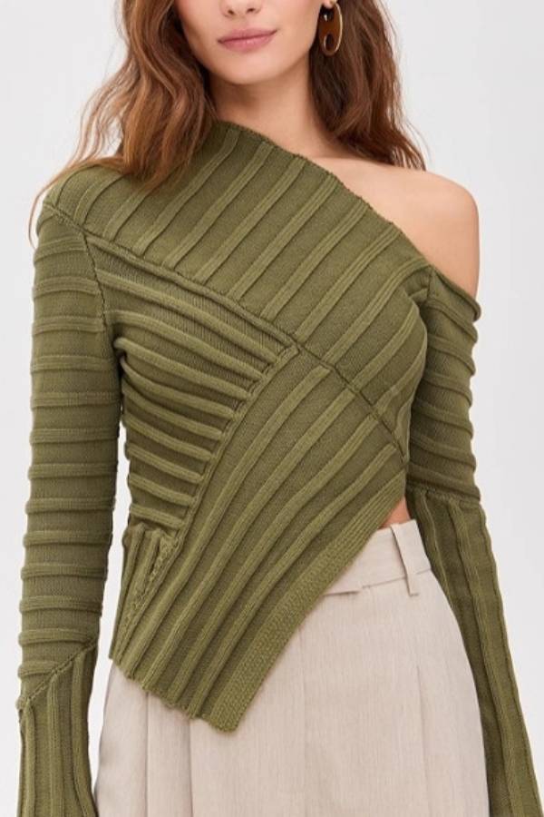 Off-Shoulder Knitted Crop Top