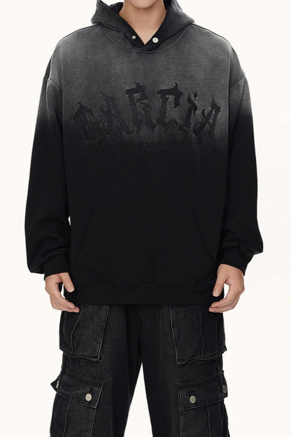 Gothic Letter Washed Pullover Hoodie