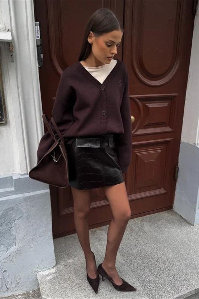 Solid Color Buttoned Sweater