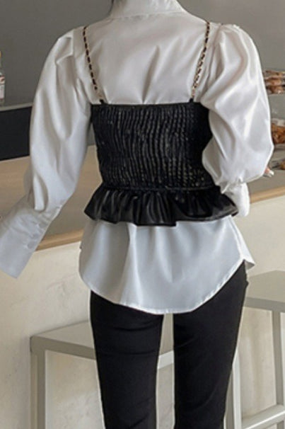 PU Leather Layering Vest Back Elastic Tank Top