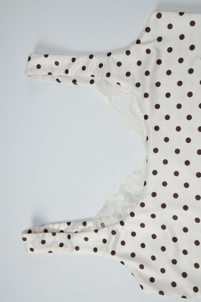 Polka Dot Lace Trim Slim Cami