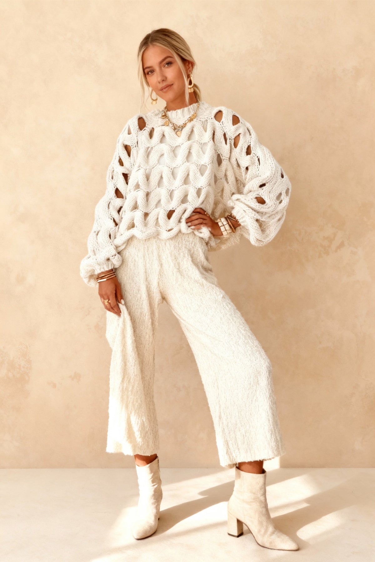 Crochet Knit Hollow Out Pullover Sweater