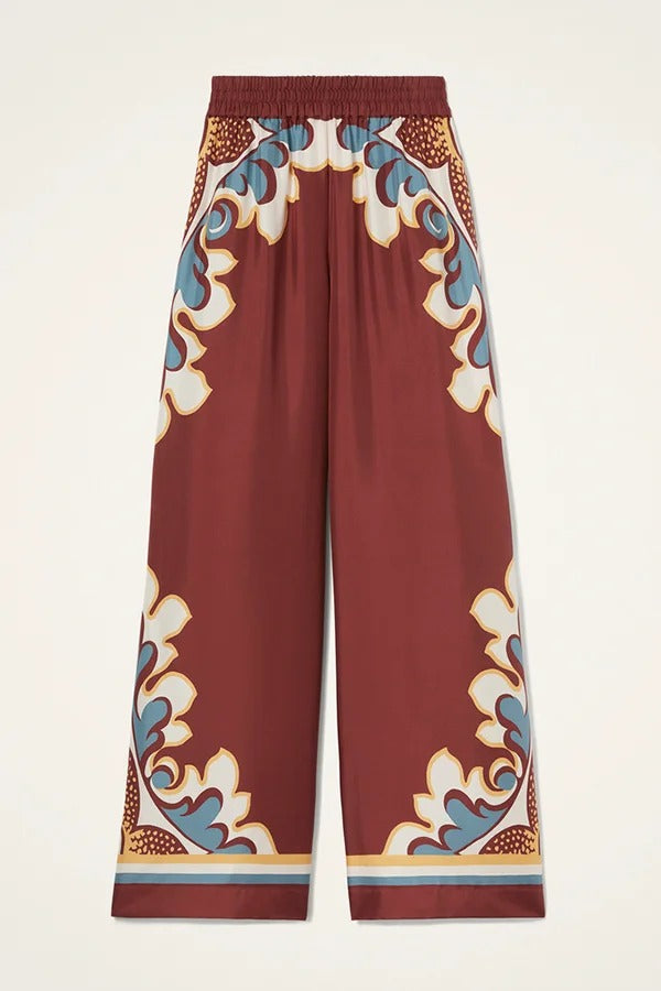 Bohemian Dreams Unique Print Elastic Waist Pocket Wide Leg Pants