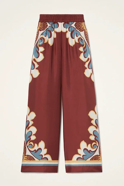 Bohemian Dreams Unique Print Elastic Waist Pocket Wide Leg Pants