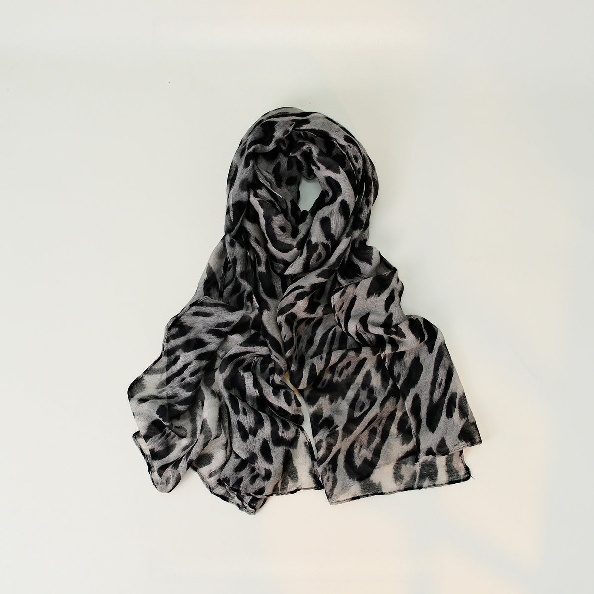 Leopard Pattern Thin Cotton Linen Touch Wrap Scarf