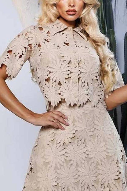 Elegant Lace Midi Skirt