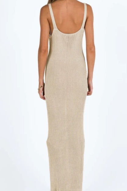 Hollow Sheer Knit Maxi Vacation Dress