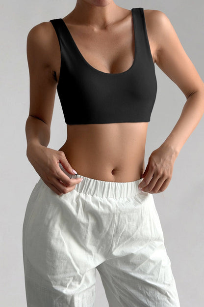 Minimalist Solid U‑Neck Spaghetti Strap Tank Top