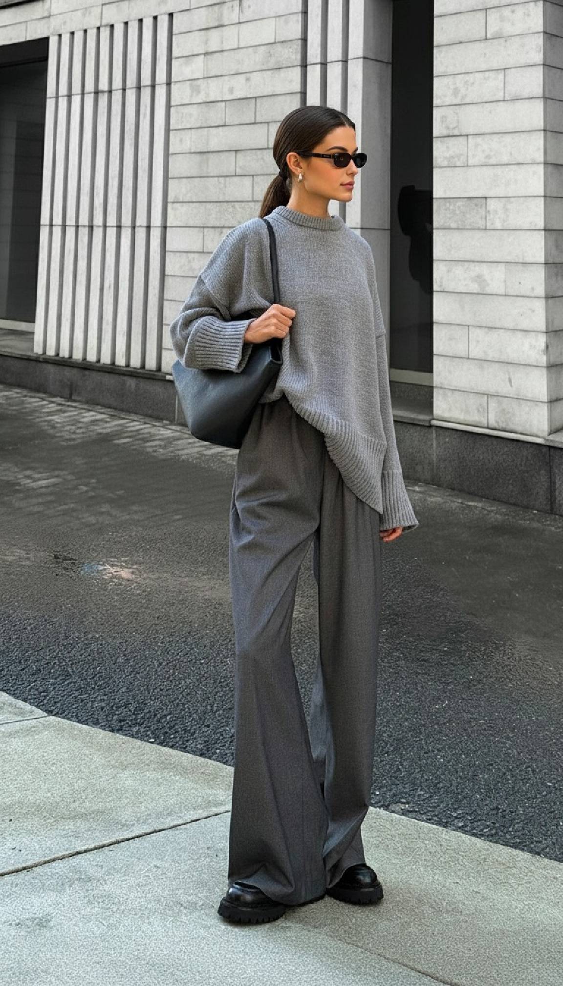 Solid Knit Crew Neck Sweater
