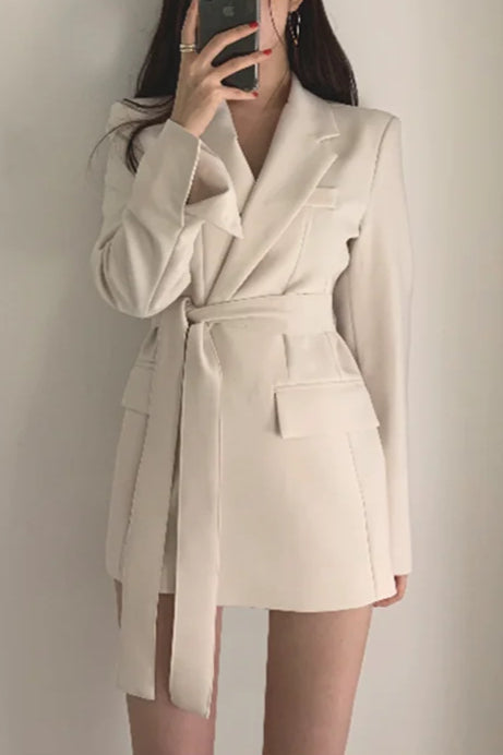Belted Loose Fit Straight Blazer
