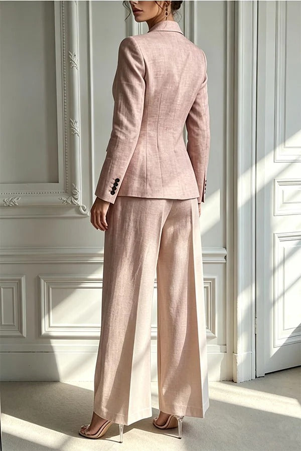 Minimalist Chic Tailored Blazer & Pleated Pant Suit