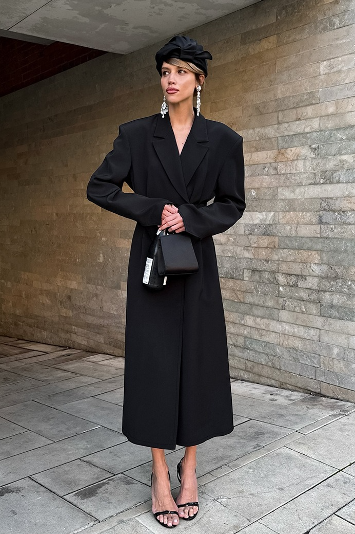 Chic Structured Waist Cinched Work Overcoat