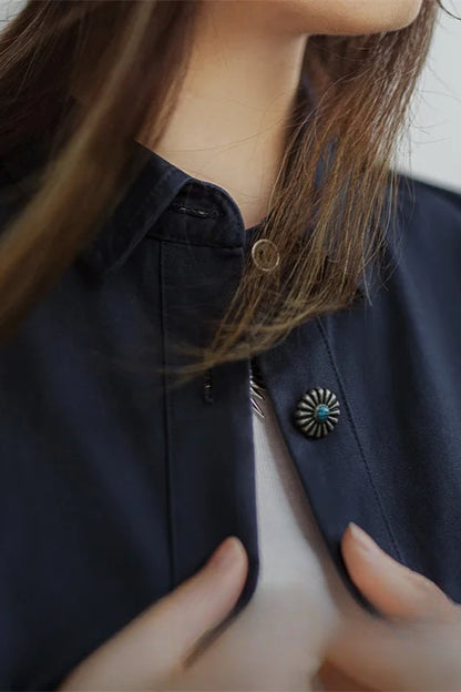 Navy Long Sleeve Casual Jacket