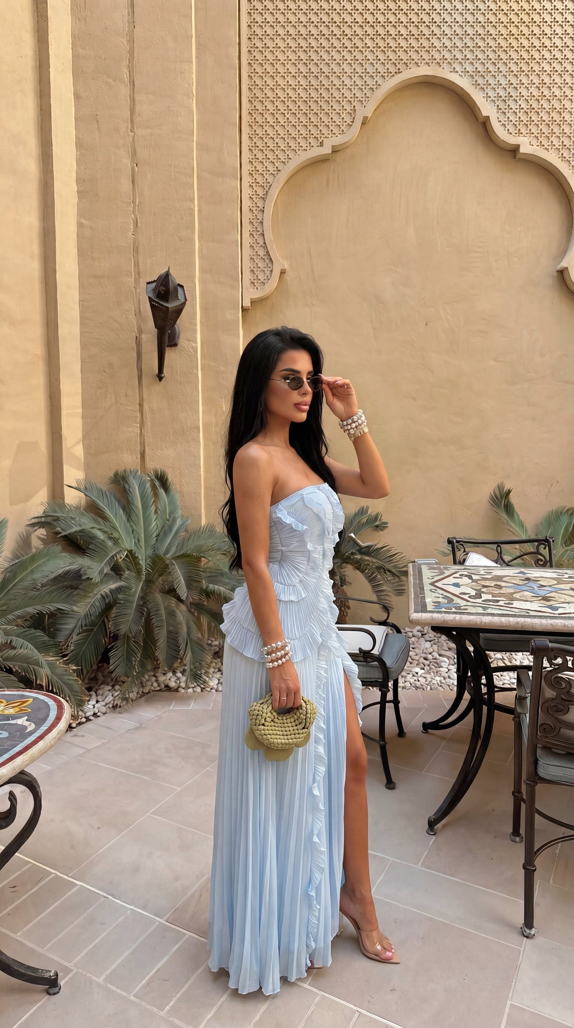 Riviera Strapless Ruffle Maxi Dress
