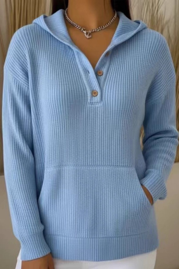 Solid Waffle Open Front Casual Stylish Hoodie