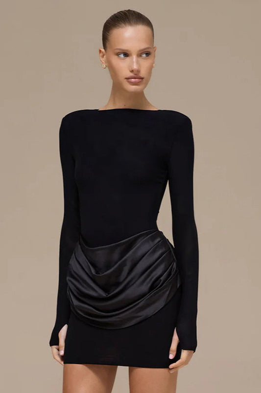 Solid Color Ruched Bodycon Dress