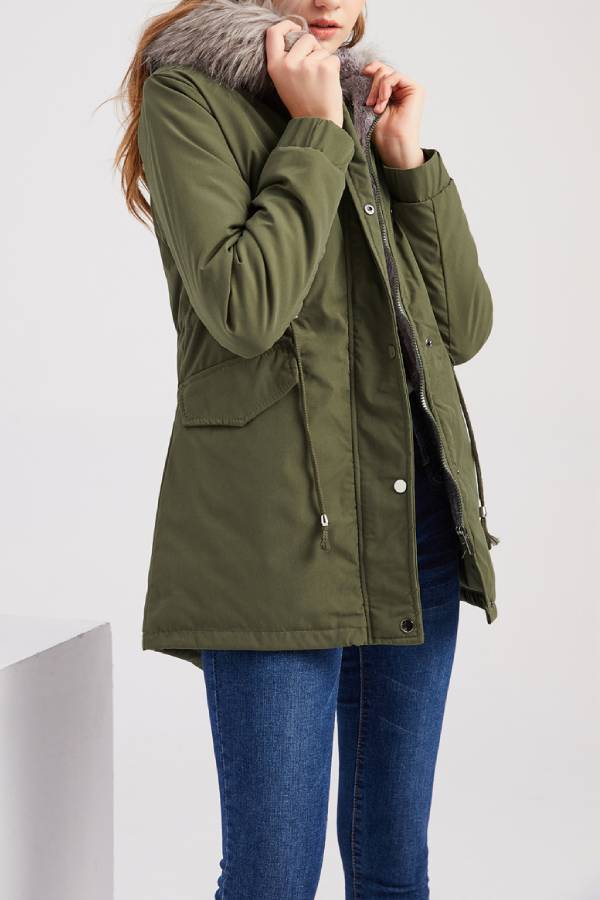 Hooded winter warm fleece coat with cotton padded jacket