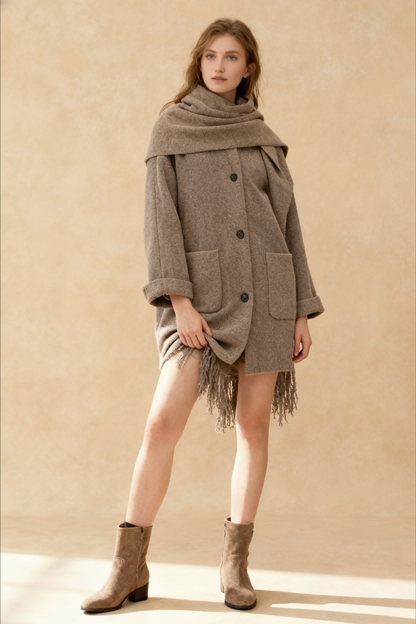 Fashion Knitted Casual Single Breasted Warm Long Sleeve Coats