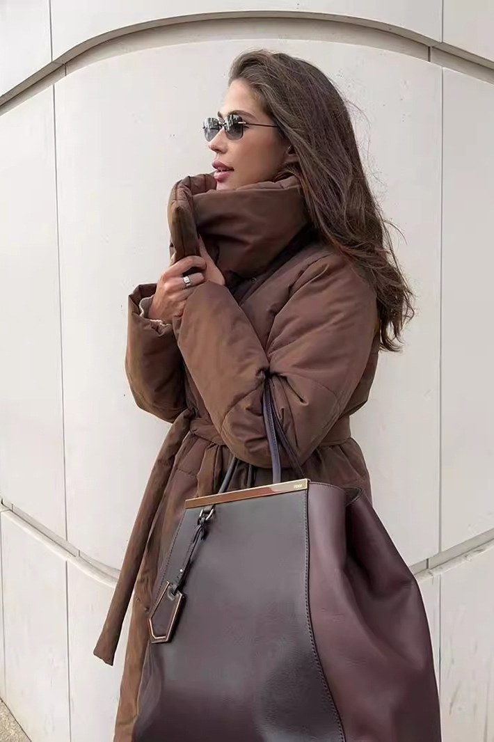 Cotton Padded Stand Collar Long Warm Loose Overcoat