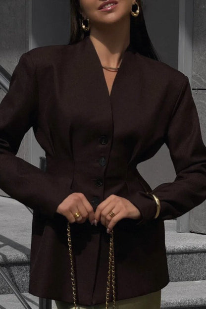Elegant Single-Button Draped Blazer