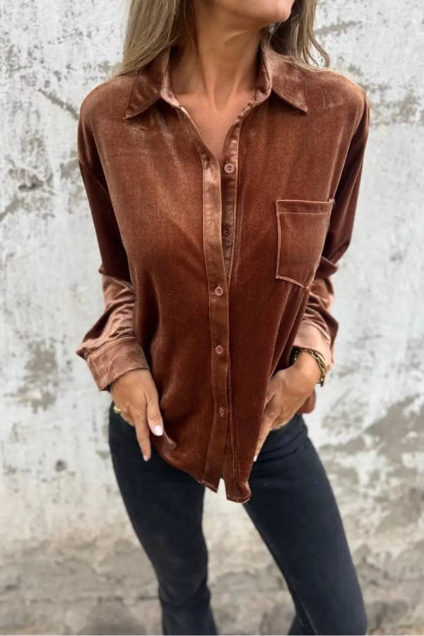 Chest Pocket Velvet Shirt