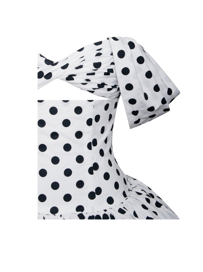 Umika Polka Dots Charming Bubble Hem Mini Dress