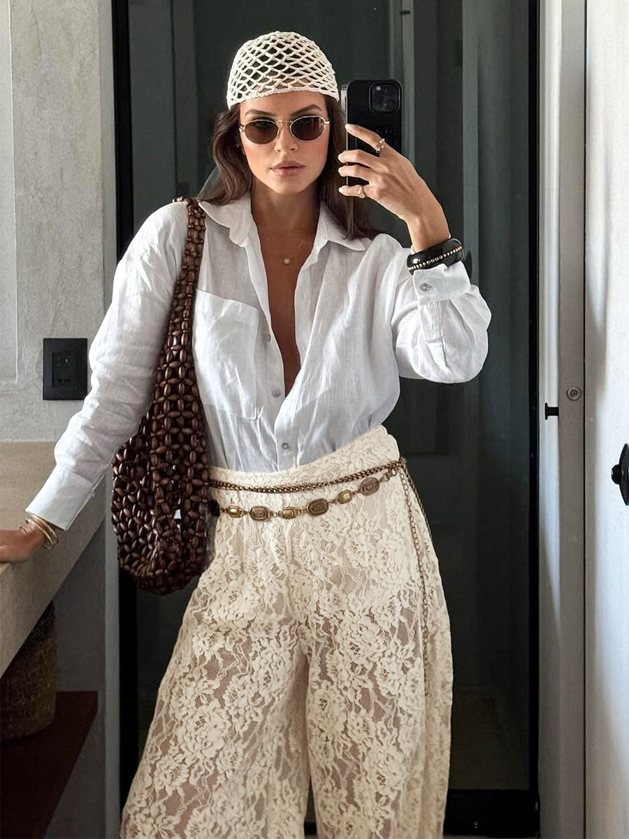 Vintage Lace Casual Pants