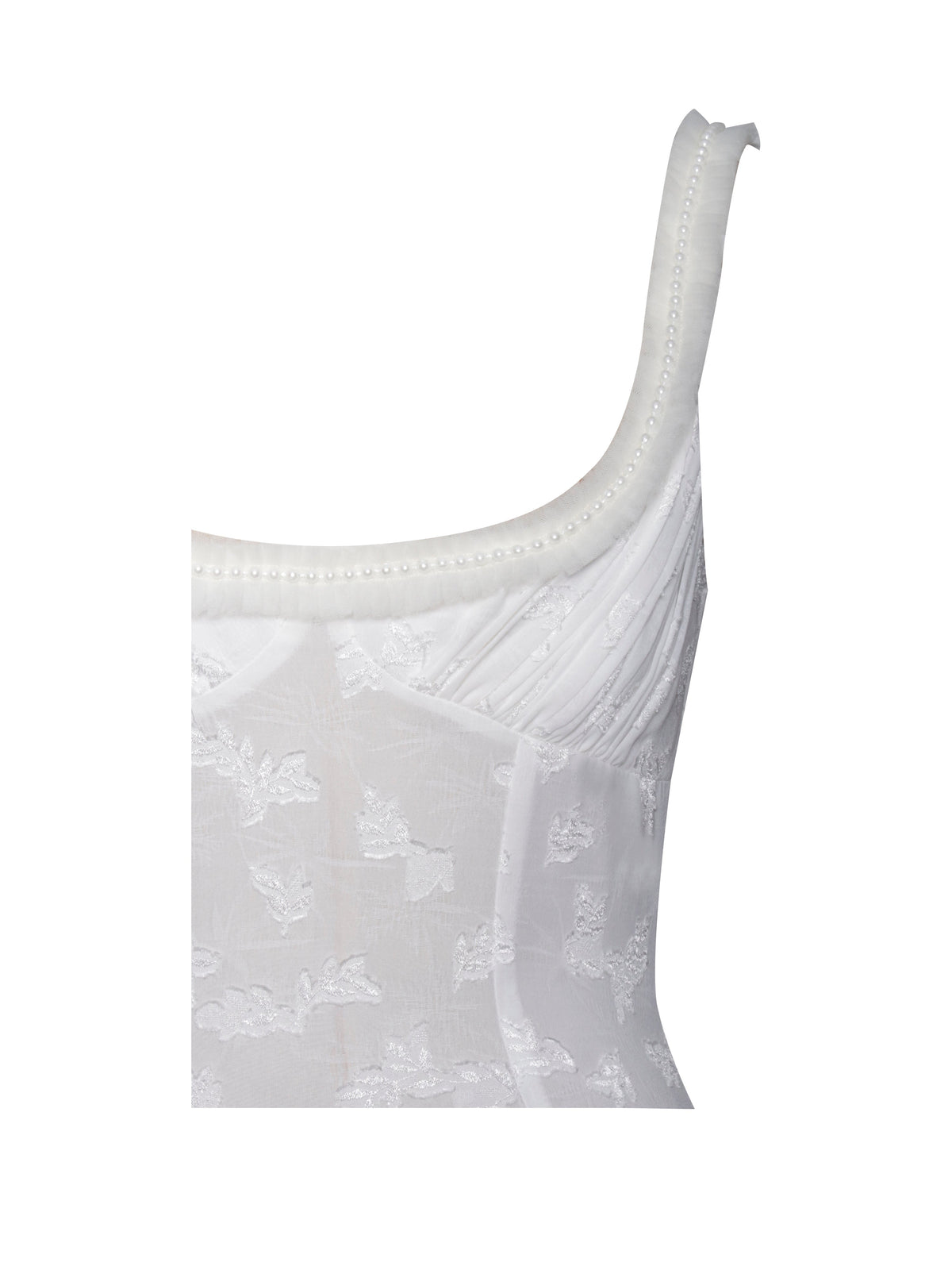 Ulissa White Square Neck Jacquard Trendy Textured High Slit Maxi Dress