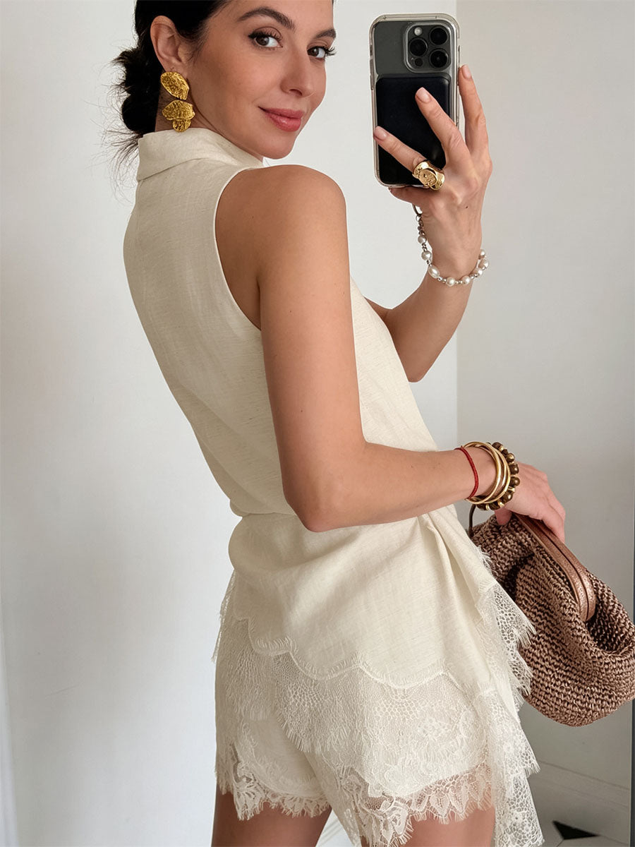 Cream Lace Two-Piece Set