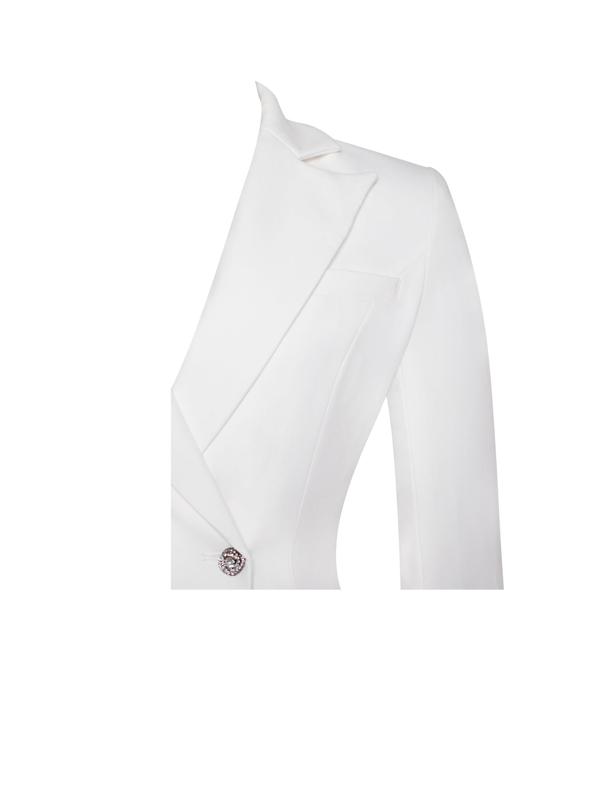 Quilla White Feather Crystal Graceful Sleeve Backless Blazer Dress