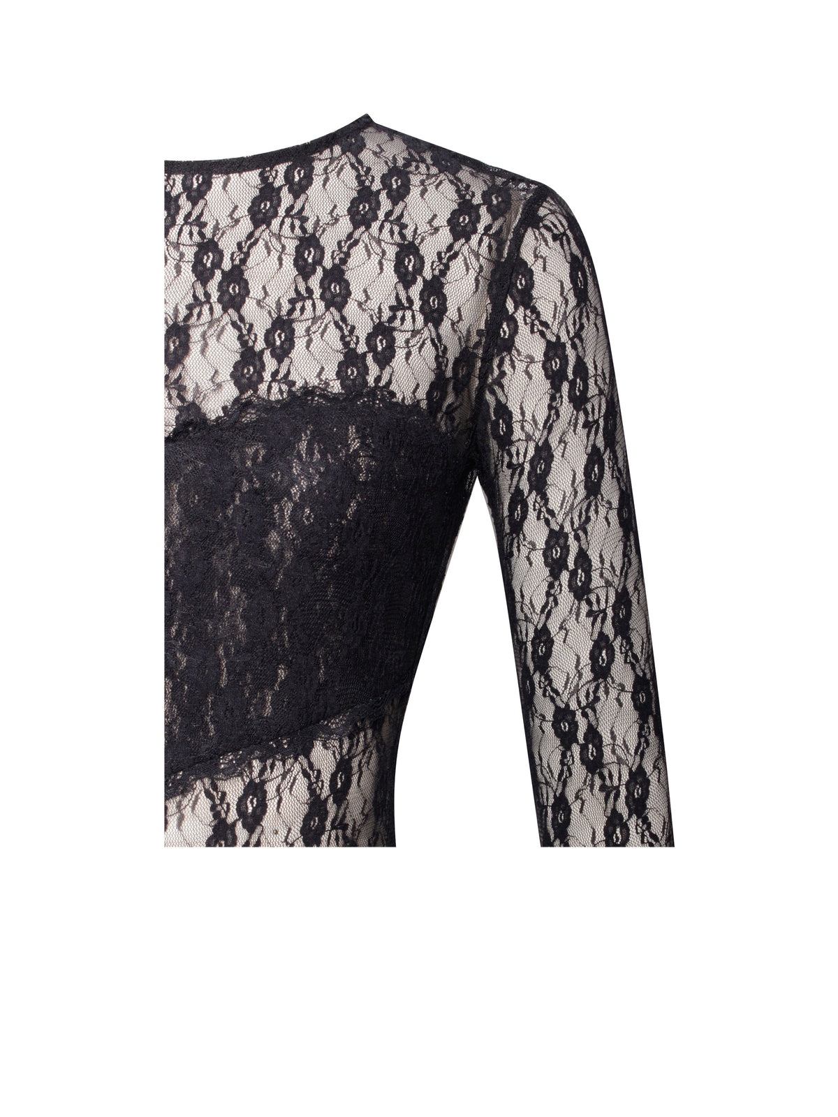 Omaira Black Lace Charming Long Sleeve Ruffle Dress