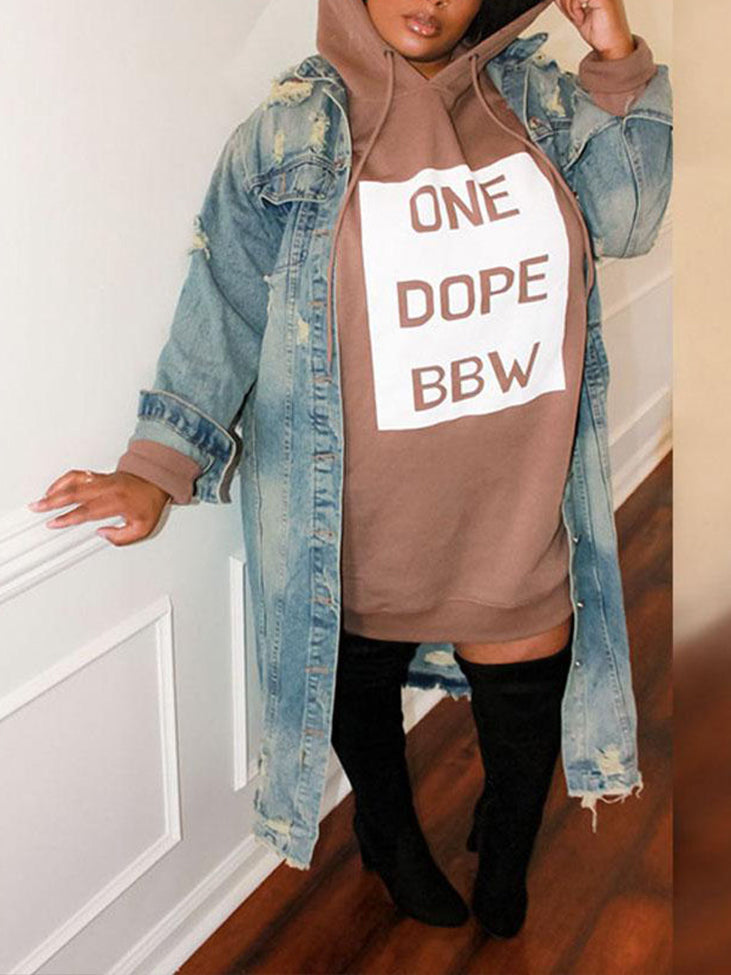 Letter Print Hoodie Mini Dress