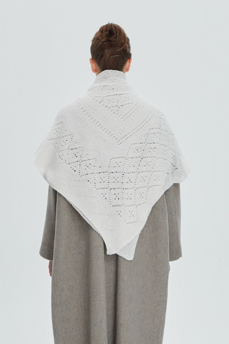 Solid Color Lace Knit Square Scarf