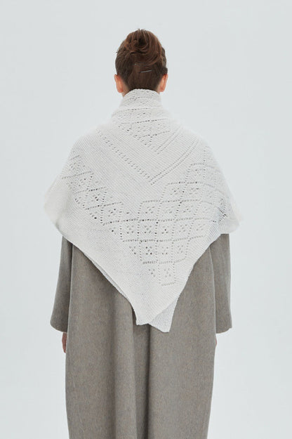 Solid Color Lace Knit Square Scarf