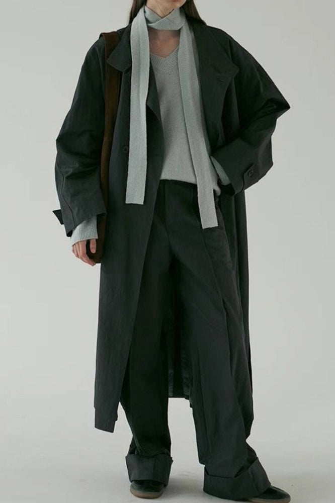 Oversized Stand Collar Long Casual Overcoat
