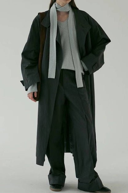 Oversized Stand Collar Long Casual Overcoat